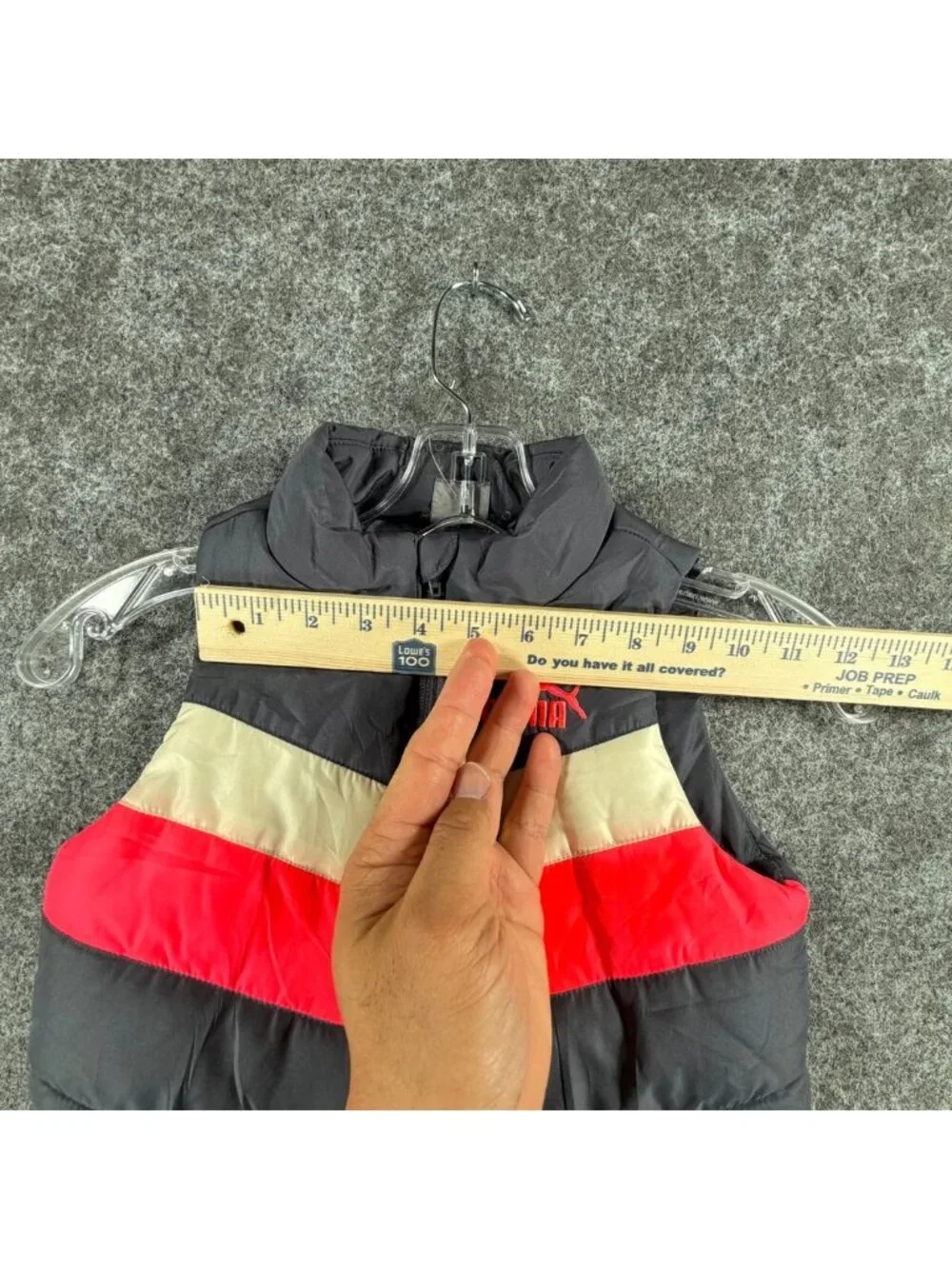 Puma Puffer‎ Vest Girls S Black Colorblock Full Zip Sleeveless Running Athletic
